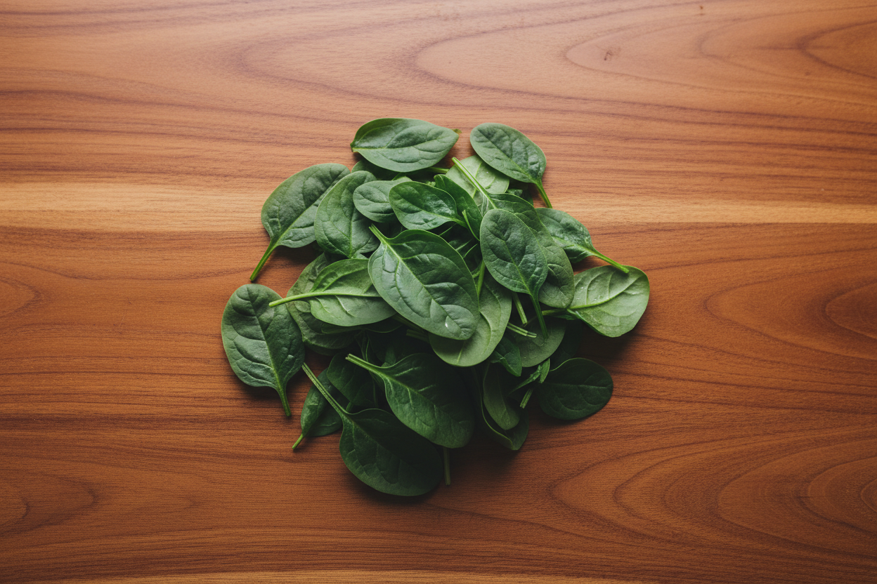 spincih simple with tropical table